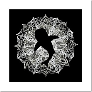 White Mandala Circle Whale Shark Posters and Art